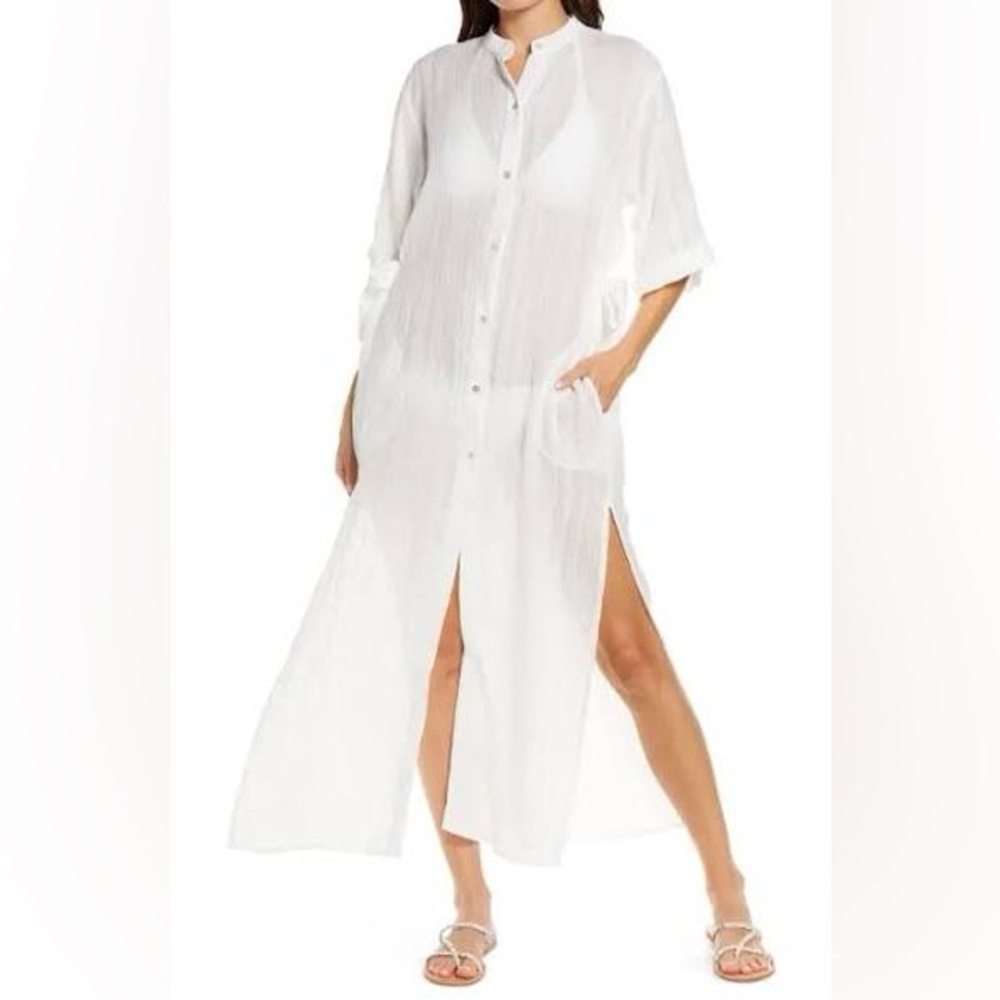 Robin Piccone | Michelle Mandarian Collar Caftan | White
